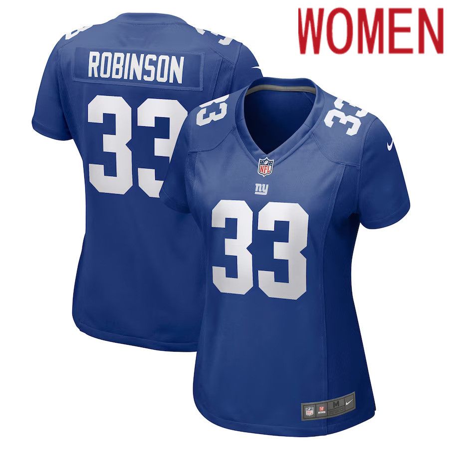 Women New York Giants #33 Aaron Robinson Nike Royal Game Player NFL Jersey->women nfl jersey->Women Jersey